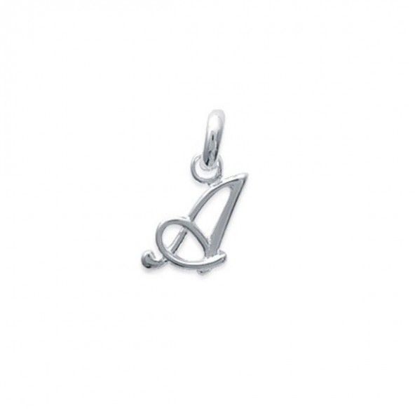 Pendentif lettre A initiale cursive fantaisie prnom en Argent 925/1000