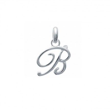 Pendentif lettre B initiale cursive fantaisie prnom en Argent 925/1000