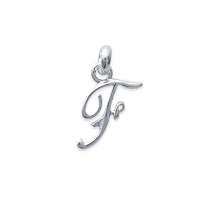 Pendentif lettre F initiale cursive fantaisie prnom en Argent 925/1000