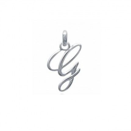 Pendentif lettre G initiale cursive fantaisie prnom en Argent 925/1000