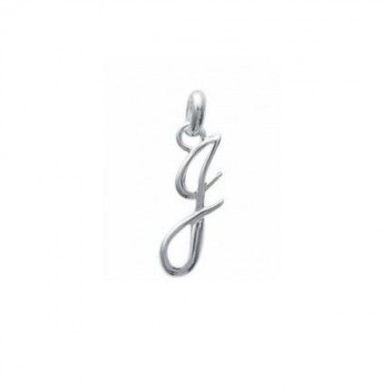 Pendentif lettre J initiale cursive fantaisie prnom en Argent 925/1000