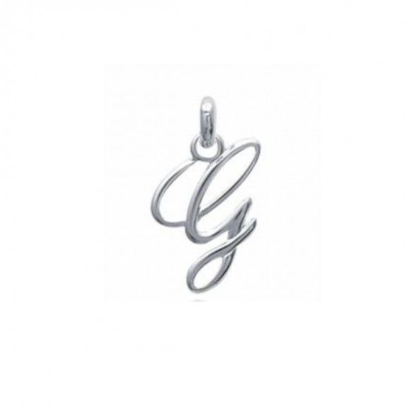 Pendentif lettre G initiale cursive fantaisie prnom en Argent 925/1000