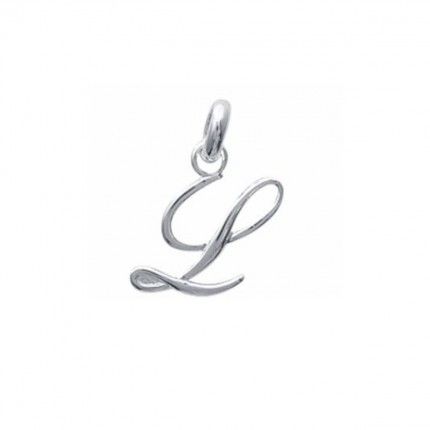 Pendentif lettre L initiale cursive fantaisie prnom en Argent 925/1000