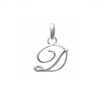 Pendant cursive letter D initial name in Silver 925/1000