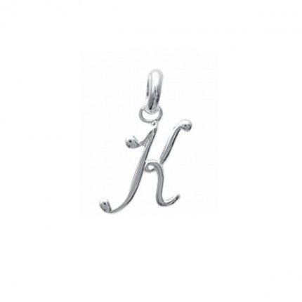 Pendant cursive letter K initial name in Silver 925/1000