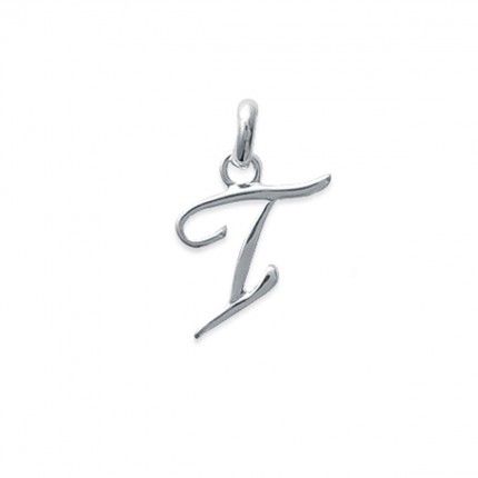 Pendentif lettre I initiale cursive fantaisie prnom en Argent 925/1000