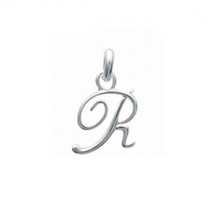 Pendant cursive letter R initial name in Silver 925/1000