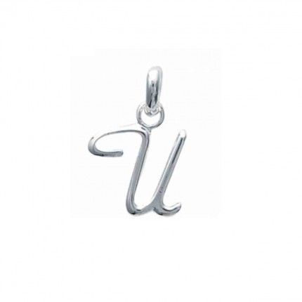 Pendentif lettre U initiale cursive fantaisie prnom en Argent 925/1000