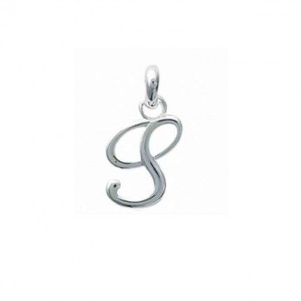 Pendentif lettre S initiale cursive fantaisie prnom en Argent 925/1000