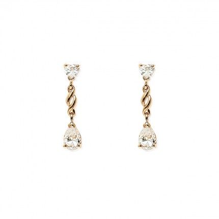 Gold Plated Earrings with zirconia teardrop shape 5mm / 23mm.