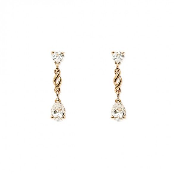 Gold Plated Earrings with zirconia teardrop shape 5mm / 23mm.