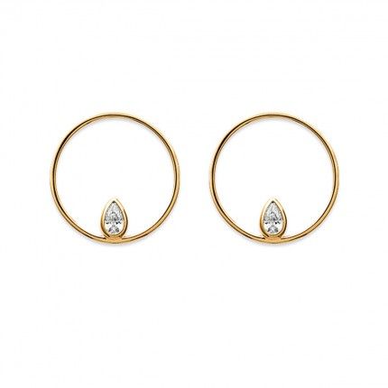 Boucles d'oreilles plaqu or cercle avec zircon 20mm.