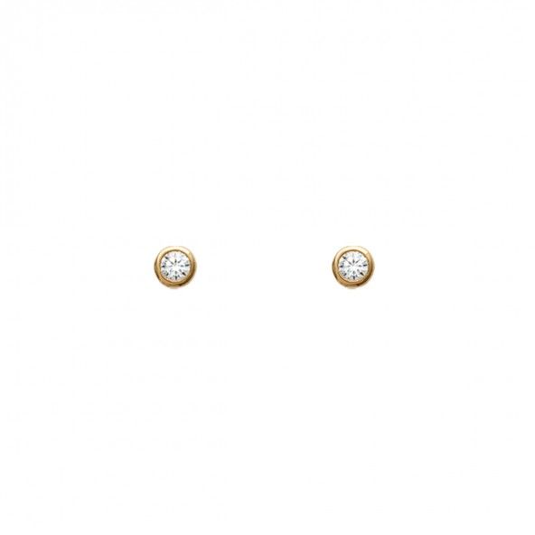 Boucles d'oreilles plaqu or Solitaire Zircon 4mm.