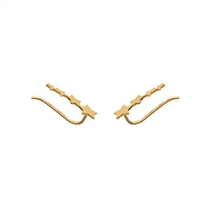 Gold Plated Earrings Contours star shape 7mm / 18mm.