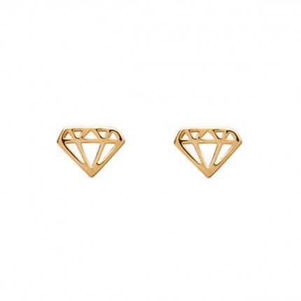 Boucles d'Oreilles en Forme Diamant Plaqu Or 9 mm