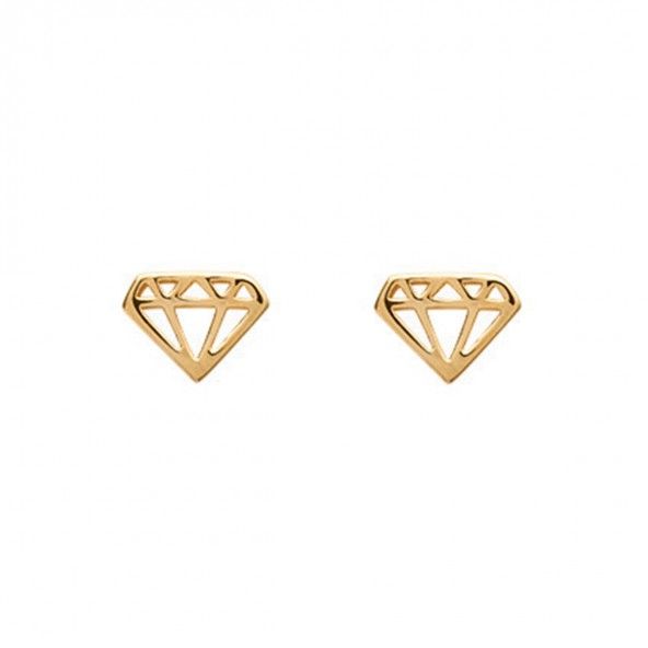 Gold Plated Earrings diamond shape 9mm.