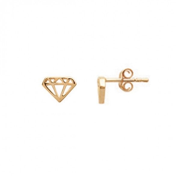 Boucles d'Oreilles en Forme Diamant Plaqu Or 9 mm