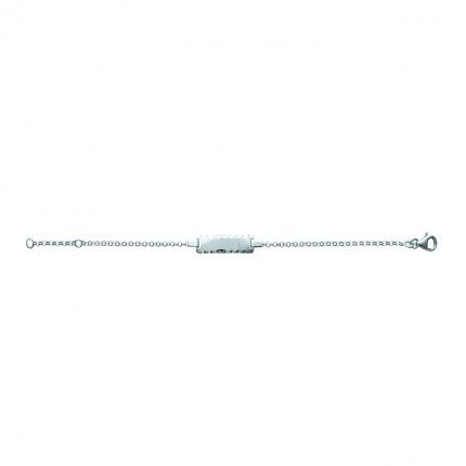 Pulseira Prata 925/1000 criana malha cordo com chapa 6mm, 13cm-15cm.