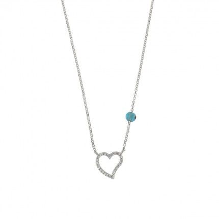 925/1000  Silver Necklace Heart 40cm-45cm