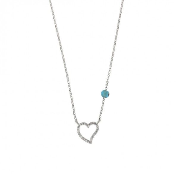 925/1000  Silver Necklace Heart 40cm-45cm