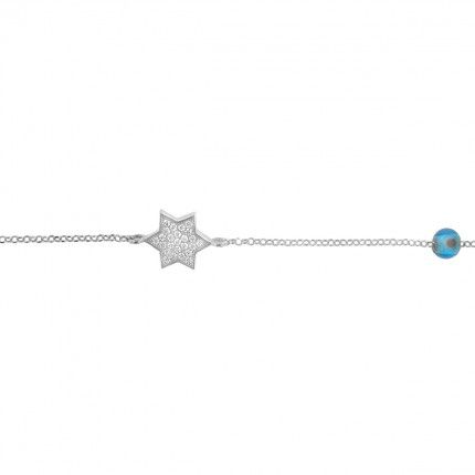 925/1000 Silver Bracelet Star 17,50cm/2,50cm.