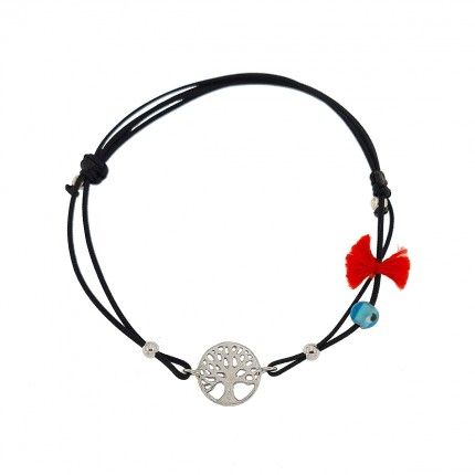 Pulseira Fio de Seda e Prata 925/1000 rvore da Vida 11mm.