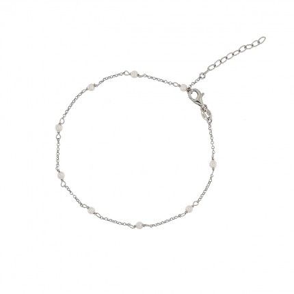 Bracelet de Cheville avec Prle Argent 925/1000 21cm+3cm.