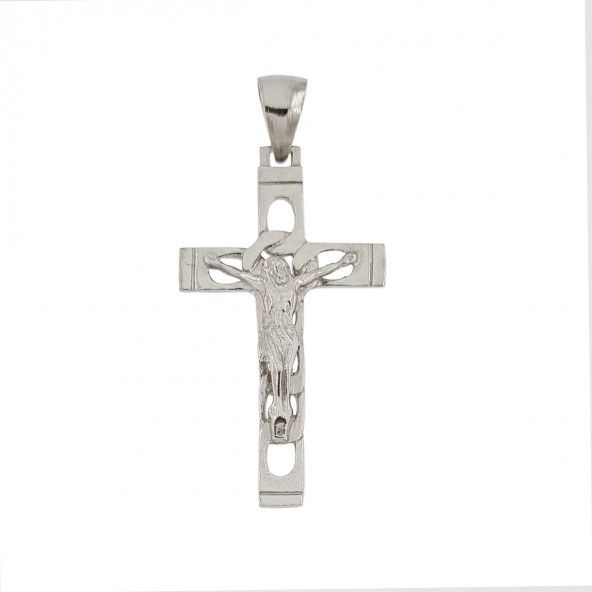 Pendente Prata 925/1000 cruz com Cristo 42mm.
