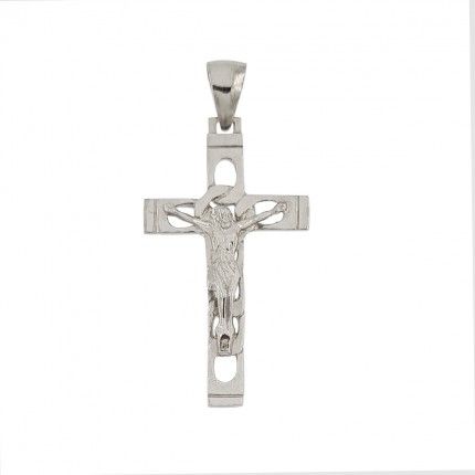 Pendentif Argent 925/1000 Croix avec Criste 42mm.