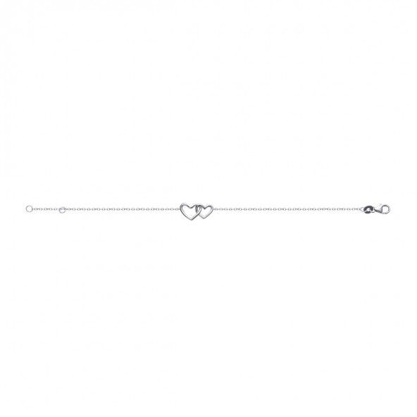 925/1000 Silver Two Hearts Bracelet 18cm.