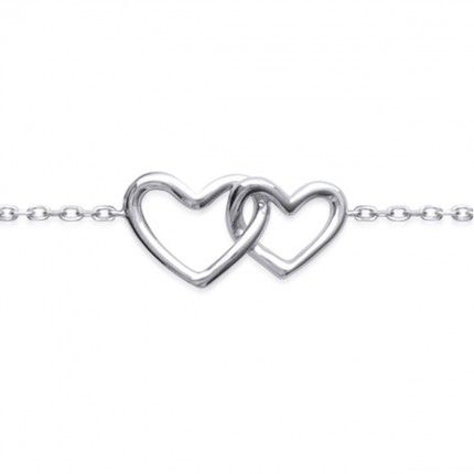 925/1000 Silver Two Hearts Bracelet 18cm.