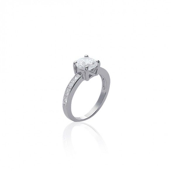 Bague Solitaire Argent 925/1000 7mm.