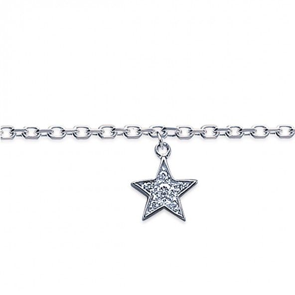 Pulseira de Tornozelo com Estrela Prata 925/1000 25cm.