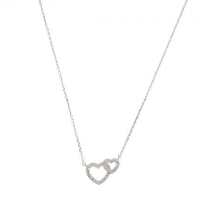 Collier Deux Coeur Argent 925/1000 45cm.