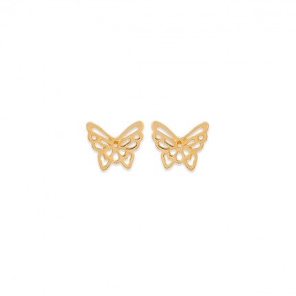 Gold Plated Butterfly Earrings 9mm.