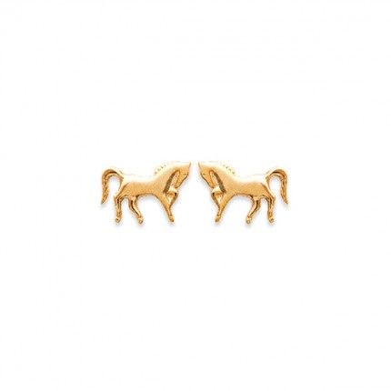 Brincos Cavalo Plaquedo Ouro 7mm.