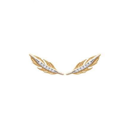 Gold Plated Feather Earring 16mm.