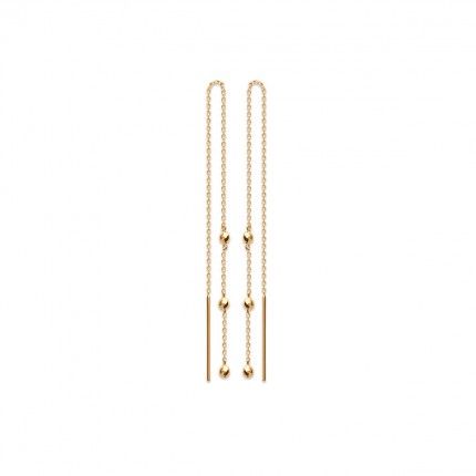 Gold Plated Pendant Earring with Balls 13cm.