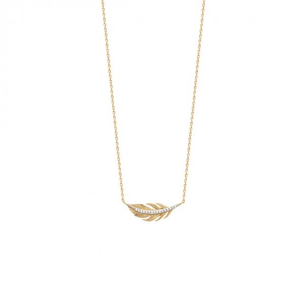 Gold Plated Feather Necklace 45cm.