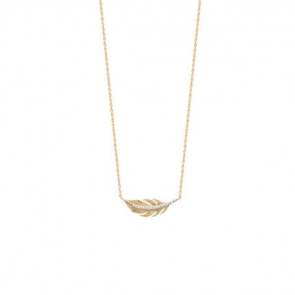 Collier Plume Plaqu Or 45cm.