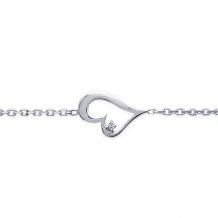 Bracelet Coeur avec une Pierre Argent 925/1000 18cm.