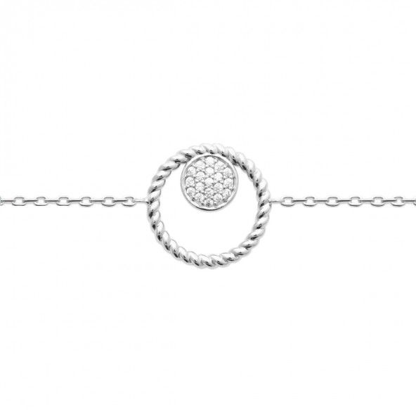 Bracelet Deux Cercle Argent 925/1000 18cm.