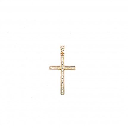 Gold Plated Cross with Zirconium Pendent 37mm.