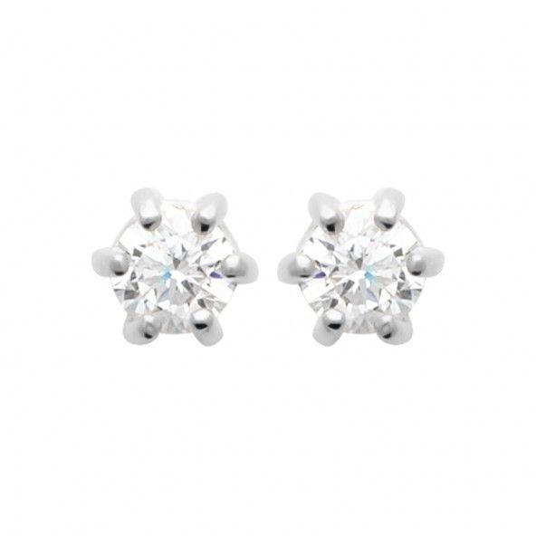 Solitaire Earrings 925/1000 Silver With 3mm Zirconium