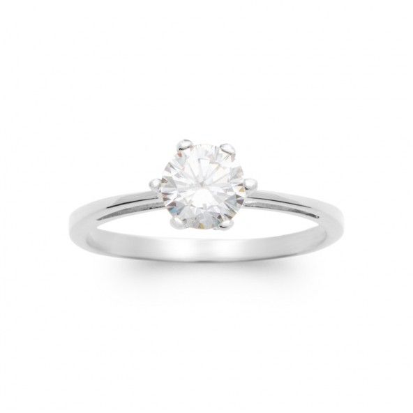 Bague Solitaire Argent 925/1000 6mm.