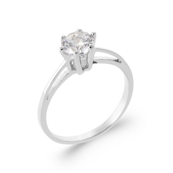 Bague Solitaire Argent 925/1000 6mm.