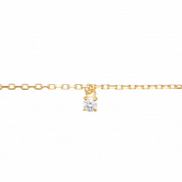Chaine de Cheville Solitaire Zirconium Plaqu Or