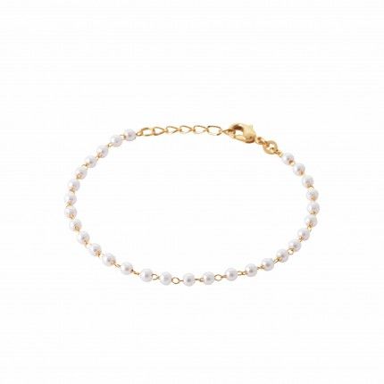 Pulseira com Prolas Plaqueado a Ouro 18 cm