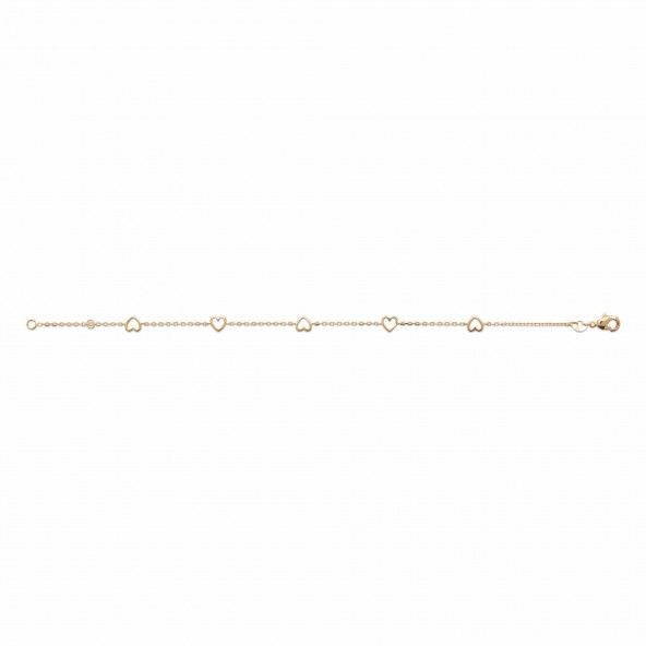 Gold-plated Hearts Bracelet 18 cm