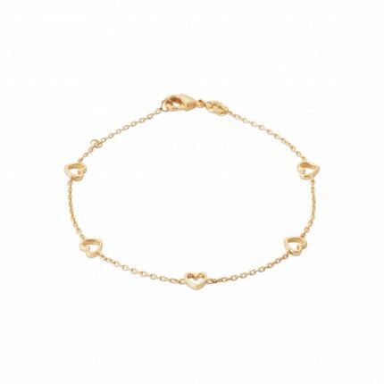 Gold-plated Hearts Bracelet 18 cm